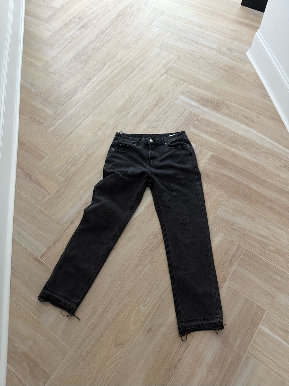 Chrome Hearts Black Distressed Men's Jeans
